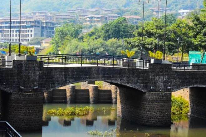 Arch shaped brick bridges modeled in European style